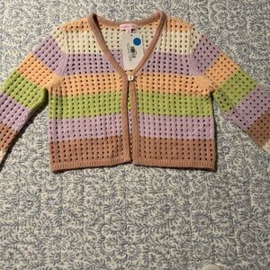 Girls Colorful Striped Knit Cardigan